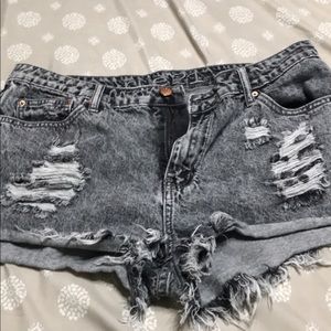 Sz 13/14 black white washed fringe shorts